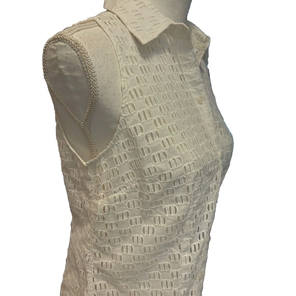 Ann Taylor 100% cotton eyelet sleeveless blouse NWT size 4, gorgeous and classy - Picture 2 of 6